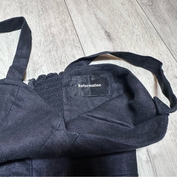 Reformation Size 2 Black Button Front chic  Mini Dress 100% Linen summer classic - Picture 4 of 7